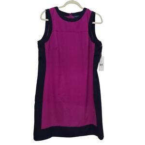 Lauren Ralph Lauren NWT‎ Sz16 Fusha Pink n Navy Color blocked Sheath Sleveless